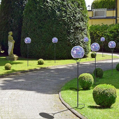 Solar Lights Outdoor Decorative Solar Mosaic Garden Stakes Cracked Glass Decorative Waterproof Outdoor Lights for Landscape Patio Yard Walkway Decoration Purple