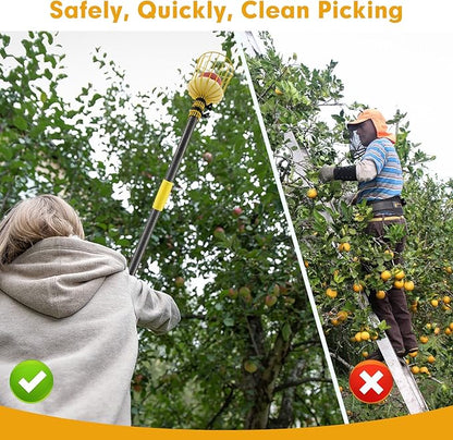 Apple Picker,156 Inch Long Handle Fruit Picker Pole with Basket for High Fruit Tree,Splicing Adjustable Apple Fruit Picker Pole for Pear,Orange,Peach,Lemon,Plum,Mango Tall Trees Fruit Grabber