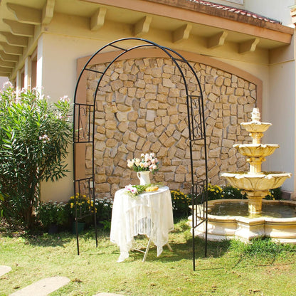 6.9ft H X 4.1ft W Metal Garden Arch Trellis, Garden Arbor for Climbing Plants, Wedding Arch Arbor for Lawn, Party, Backyard Decoration, Black