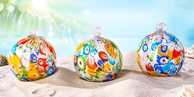 EUSTUMA Hand Blown Glass Witch Ball,Glass Ornament Hanging Garden Gazing Ball Indoor Outdoor Home Décor. (6)