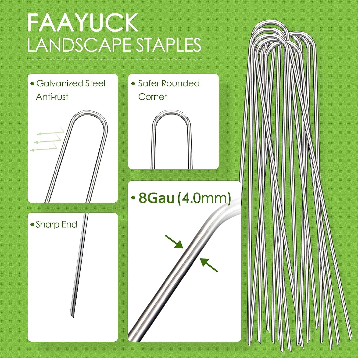 12 Inch Landscape Staples, 25 Pack Galvanized Landscape Stakes Heavy Duty 8 Gauge U-Shaped Garden Stakes, Ground Stakes for Weed Barrier Fabric, Irrigation Tubing, Fence, Outdoor Decorations