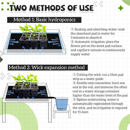 Vesici 2 Set/4 Pcs Large Self-Watering Plant Trays (30"x15") and 3mm Capillary Mat-Automatic Watering System for Indoor/Outdoor Plants, Durable Plastic Seedling Trays for Potted Plant, Garden
