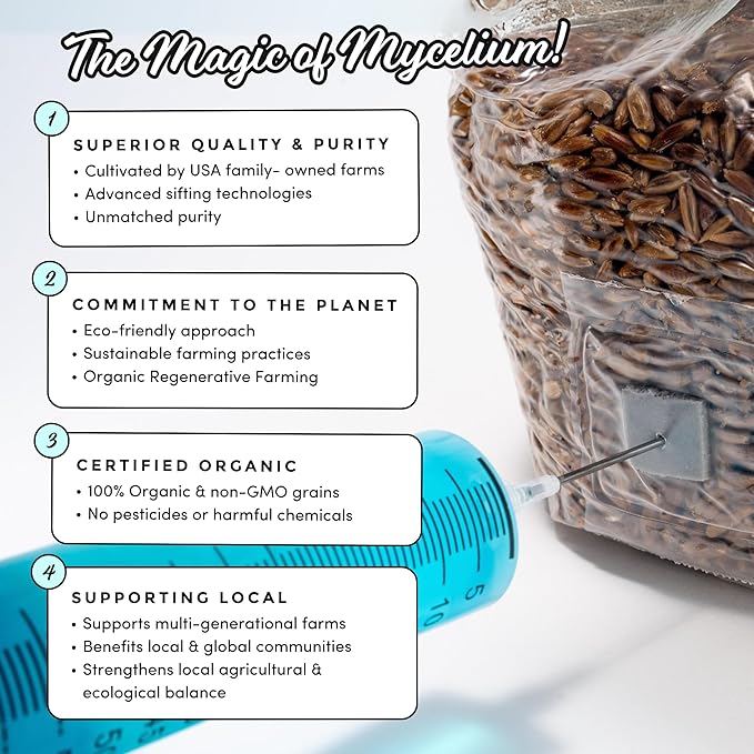 Mycelium’s King Trumpet Gourmet Mushroom Kit | 5LBS Oak & Soy Hull with Millet Blend | 20ML Liquid Culture Syringe | All-in-One Complete Cultivation Kit | Pre-Sterilized - Home Growing Made Easy