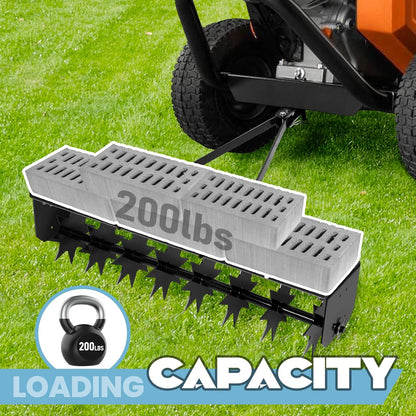 RQR 31 Inch Tow Behind Spike Aerator, Soil Penetrator Spikes Tractor, Heavy-Duty Core Aerator Tool, Manual Lawn Aerator, Plug Aerator with Universal Hitch, Rolling Aerator