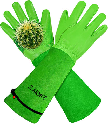 Long Gardening-Gloves Women/Men-Thorn proof Rose Pruning Heavy Duty Gauntlet-M