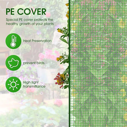 Onelike 64'' x 16'' x 55.5'' Plastic Raised Garden Bed with Greenhouse Cover and Trellis, Vertical Tomato Planters for Climbing Plants, Self Watering System Tomatoes Cage for Patio,Black,Large