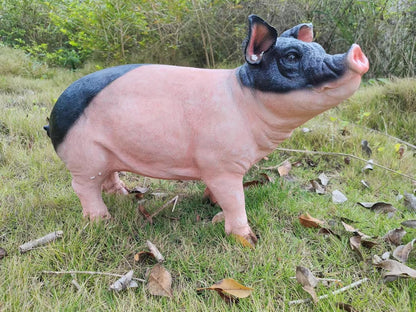 HOUDE Cute Pig Sculpture, 20.08 inches Long, decorates Outdoor Art Gardens, courtyards, lawns, and Indoor Public Spaces Such as Living Rooms and Balconies. (Black)