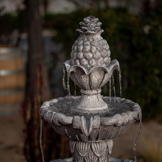 58.3" 3-Tier Outdoor Freestanding Water Fountain - Classic Leaf Design, Large Bird Bath with Pump - Ideal for Yard, Lawn and Garden Décor