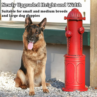 Dog Fire Hydrant Pee Post, 22.4" H Fake Fire Hydrant for Dogs to Pee on, Red Metal Dog Pee Post for Training Tool, Puppy Pee Pole for Dogs Indoor Outdoor Garden Yard Statue