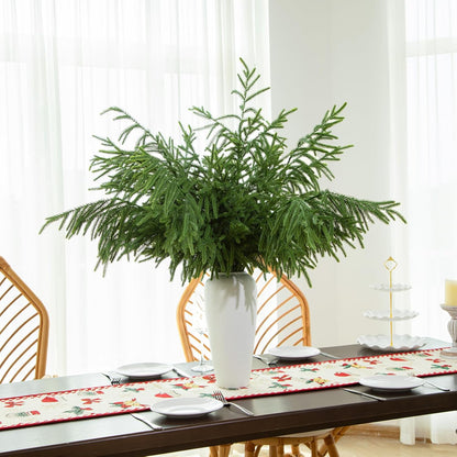 5 Pcs 36 Inch Artificial Norfolk Pine Stems Faux Christmas Greenery Evergreen Realistic Pine Branches Fake Cedar Pine Picks Winter Greens for Vases DIY Garland Wreath Home Holiday Decor