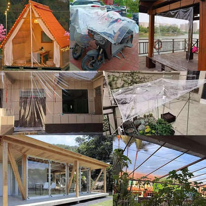 Clear Tarps with Grommets 14 Mil Clear PVC Tarp 400g/m² Thickened Tear Resistant, for Camping, Plants Greenhouse, Cars, Patio (10' X 12')