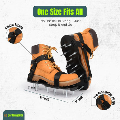 Lawn Aerator Shoes (Unisex) - Aerator Shoes for Lawn Aeration 2" Spikes - Pre-Assembled Adjustable Hook & Loop Straps - Lawn Aerator Shoe Size (US 5-14) - Aerator Shoes for Healthy Lawn