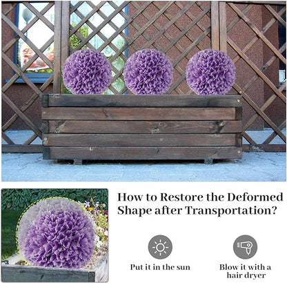 Goplus 11 Inch Topiary Balls Artificial Outdoor Set of 2, Faux Boxwood Ball, Fake Plant Sphere, Round Artificial Plant Balls for Front Door, Porch, Backyard, Balcony, Home Décor (Purple)
