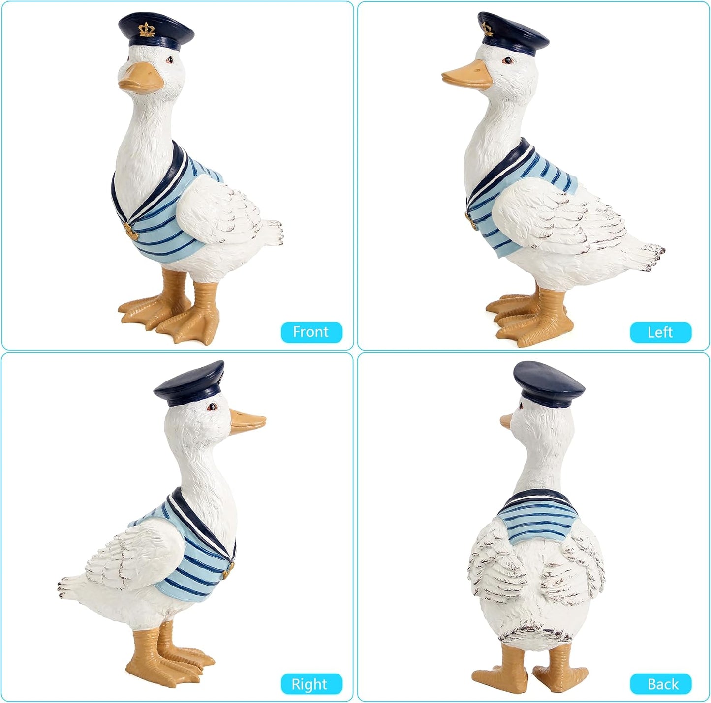 Garden Duck Statues for Outdoor Decorations,Porch Duck Figurine Sculptures for Garden Decor,Animal Statue Beach Nautical Ducks Decor for Indoor Outside Porch Patio Yard Lawn Home Shelf Decor Accent