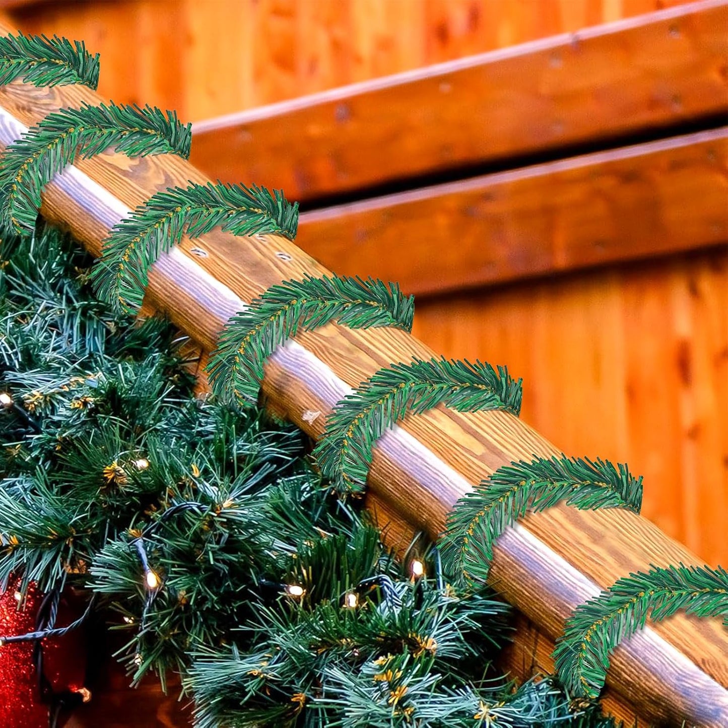 Uieke 50 Pcs Christmas Garland Ties 12Inch Artificial Pine Needles Garland Faux Pine Greenery Stems Twist Wired Tree Branches Wreath Tie for Craft Gift Wrapping Party Supply Christmas Decoration