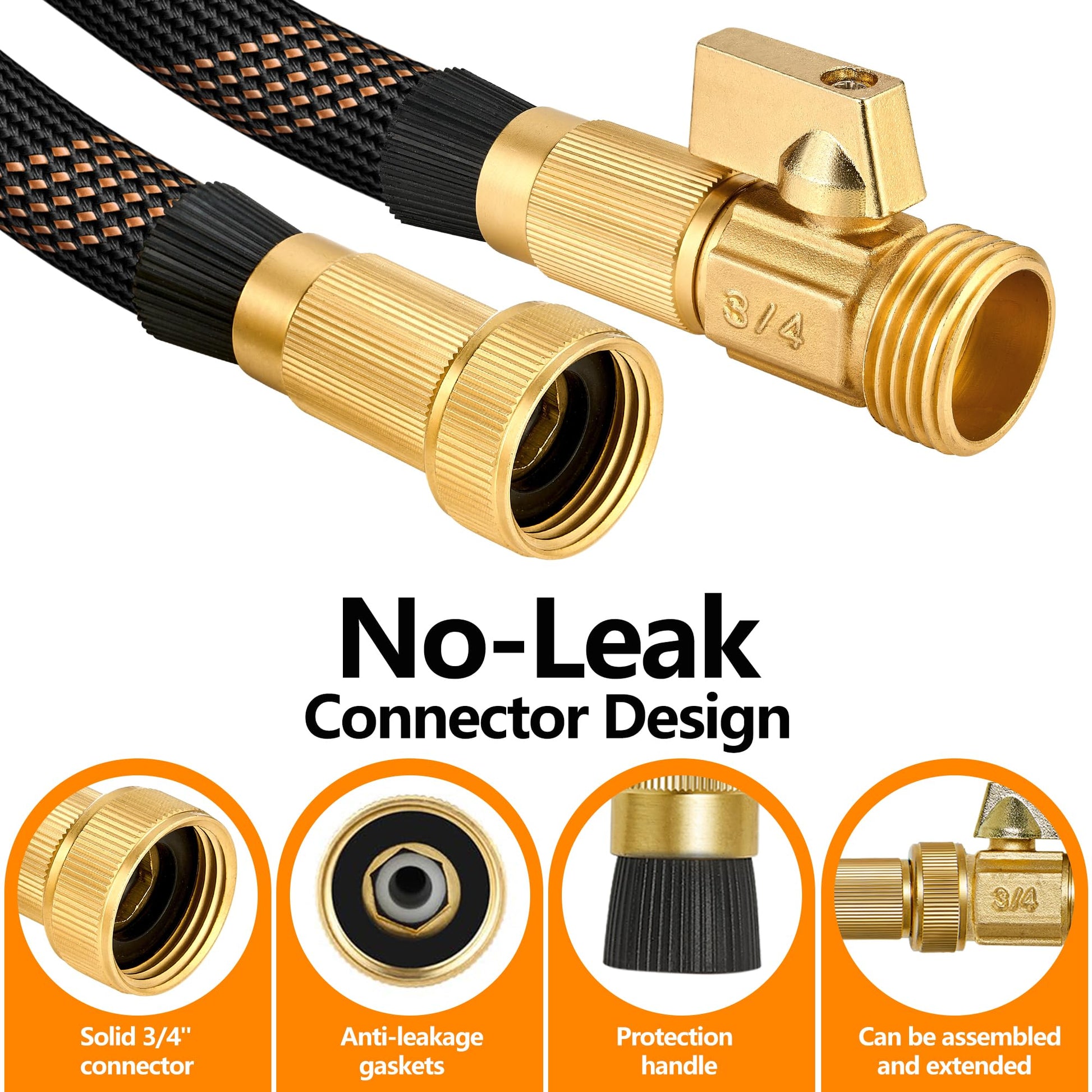 Flexible Garden Hose 100 FT, Ultra Lightweight Water Hoses w/10 Function Sprayer and 3/4" Brass