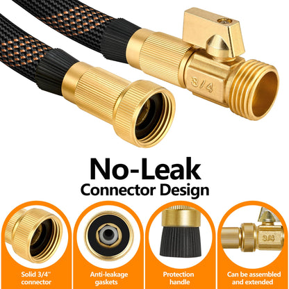 Flexible Garden Hose 100 FT, Ultra Lightweight Water Hoses w/10 Function Sprayer and 3/4" Brass