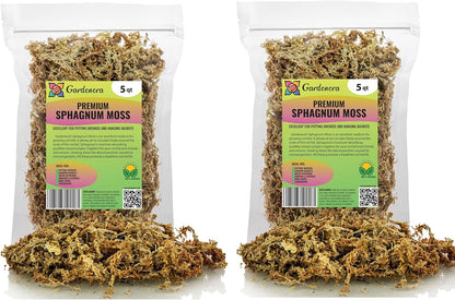 Premium Grade Sphagnum Moss by Gardenera - 10 Quart - Organic Hand Mixed New Zealand Long Fibered Sphagnum Moss Orchid - 2 Bags of 5 Quart