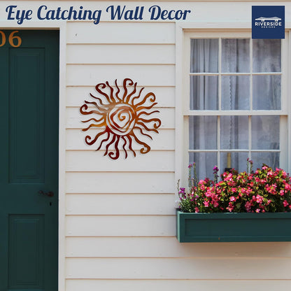 Riverside Designs Wacky Sun Metal Wall Art Indoor/Outdoor Decor - 24" Copper Rust Proof Wall Sculpture - Made in USA - Ideal for Bedroom, Garden, Home, Patio and Farmhouse