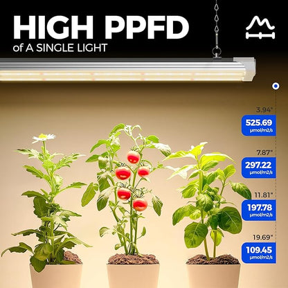 Barrina TX72 4FT Grow Lights for Seed Starting, 72W(500W Equivalent), High PPFD, Full Spectrum with 660nm Red LEDs, Linkable, Hanging Grow Lights for Indoor Plants with On/Off Switch, Veg, 1 Pack