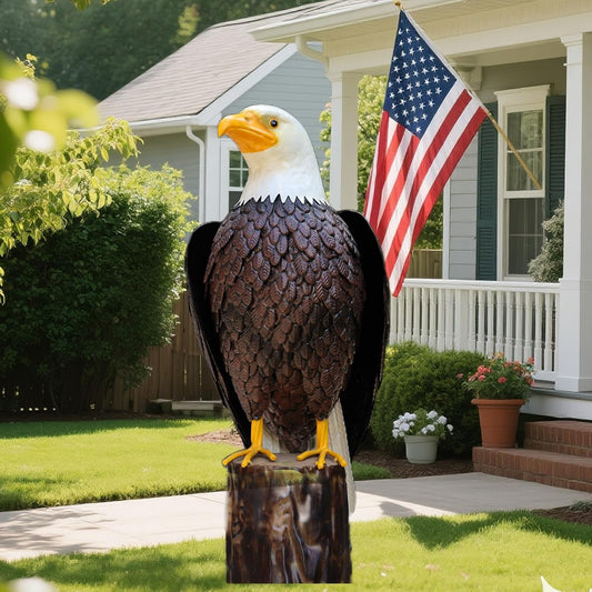 chisheen Bald Eagle Outdoor Metal Yard Art Statue and Sculpture for Garden Lawn Patio Living Room
