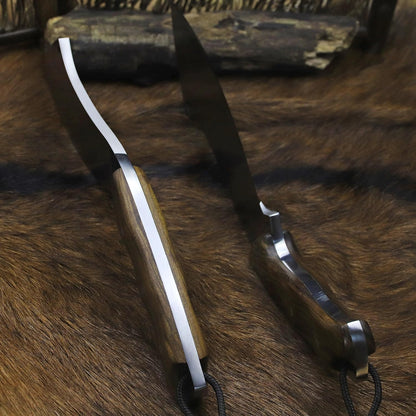 BA-KOR USA (Savior III) 8mmDC53 steel 35CM (14 ") full Tang fixed knife with leather sheath and (5.9 ") ceria ignition head, suitable for outdoor hunting, camping, clearing, adventure, fishing, EDC, BBQ (BA-K0d(8mm))