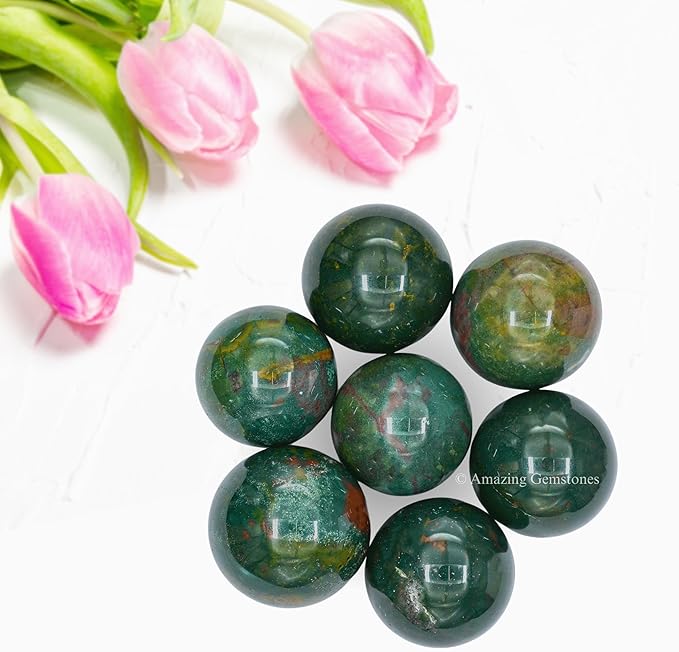 Amazing Gemstone Bloodstone Crystal Ball - 1" Inches Crystal Sphere Meditation Balls for Witchcraft and Decorative Balls - Crystals and Healing Stones Beginners Gift (Pack of 1)