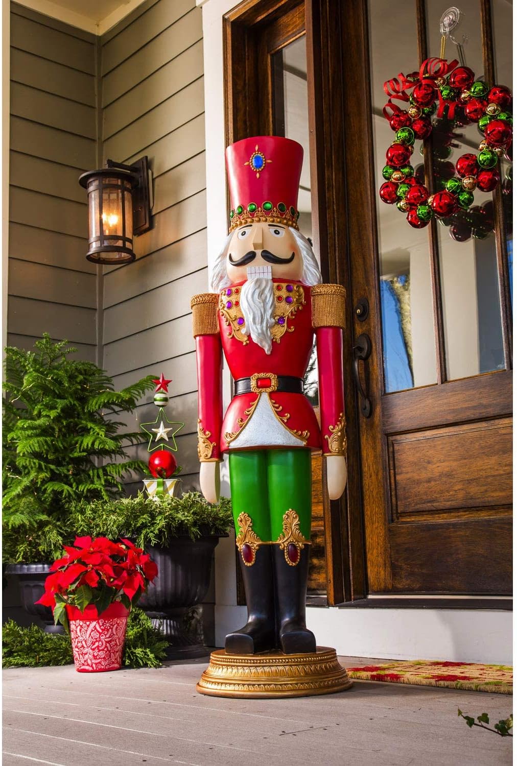 Evergreen 4.5 Foot Tall Nutcracker Christmas Decor Indoor Outdoor Garden Statue | Traditional Regal Figure Soldier | Holiday Life Size | Outdoor Safe