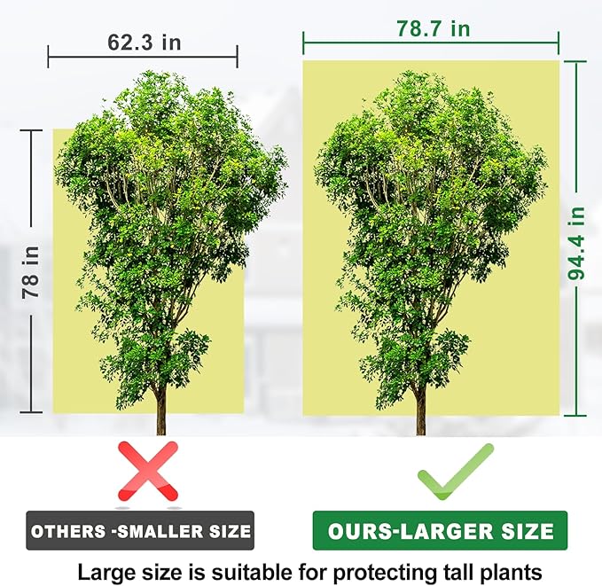 Plant Covers for Winter Tree Covers Freeze Protection, 78.7" X 94.4" Large Frost Blankets for Outdoor Plants with Zipper Drawstring, Fig Tree Plant Jacket Covers Cold Weather Protection Bags