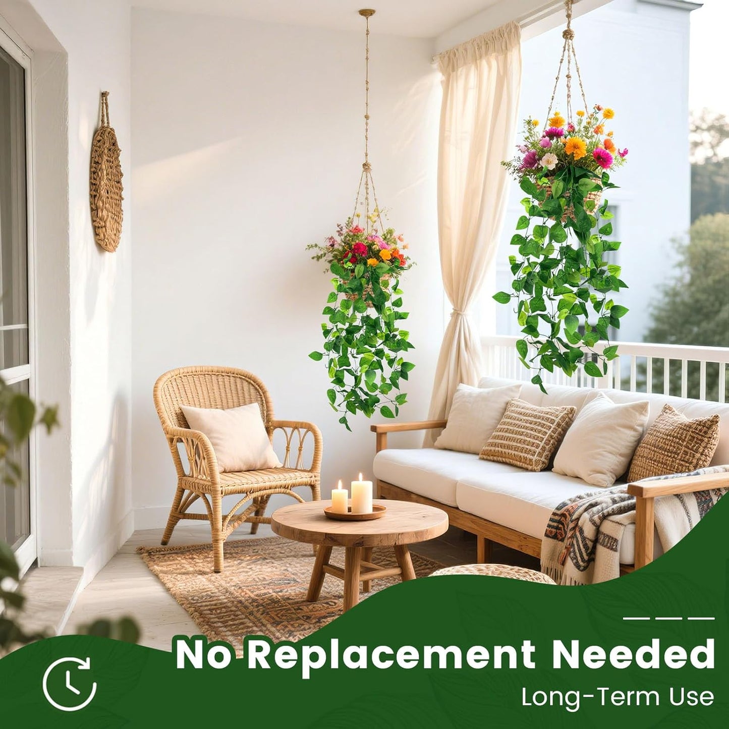 DomeStar 4PCS Fake Hanging Plants, Artificial Ivy Vines Lifelike Hanging Greenery Wall Decor for Indoor Outdoor Home Office Bathroom Decor (No Baskets)