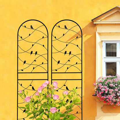 Metal Garden Trellis Rustproof Trellis for Climbing Plants Outdoor Flower Support Bird Deco (Black-4 Pack, 71"x19.7")