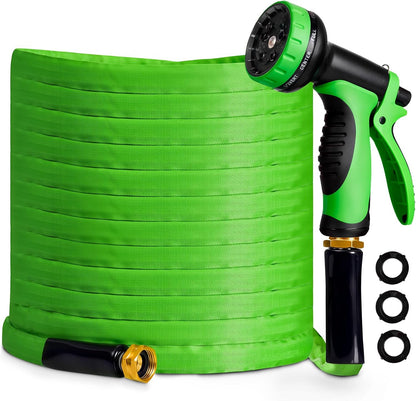 Garden Hose 25 FT,Non-Expanding,10 Functional Nozzles,Garden Hose Anti-Kink,Heavy Duty Flexible Water Hose 25 FT,Suitable for Outdoor,Yard, Lawn, Car Washing and Other Scenes. (green, 25ft)