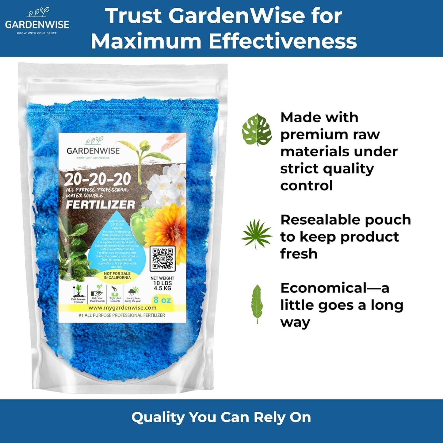 20-20-20 Water-Soluble Fertilizer – Powder for Liquid Plant Food for Indoor & Outdoor Plants, Orchids, Vegetables, Lawns, Flowers – 20 20 20 Fertilizer 3 Quarts (6 lbs)