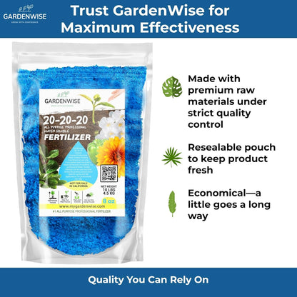 20-20-20 Water-Soluble Fertilizer – Powder for Liquid Plant Food for Indoor & Outdoor Plants, Orchids, Vegetables, Lawns, Flowers – 20 20 20 Fertilizer 3 Quarts (6 lbs)