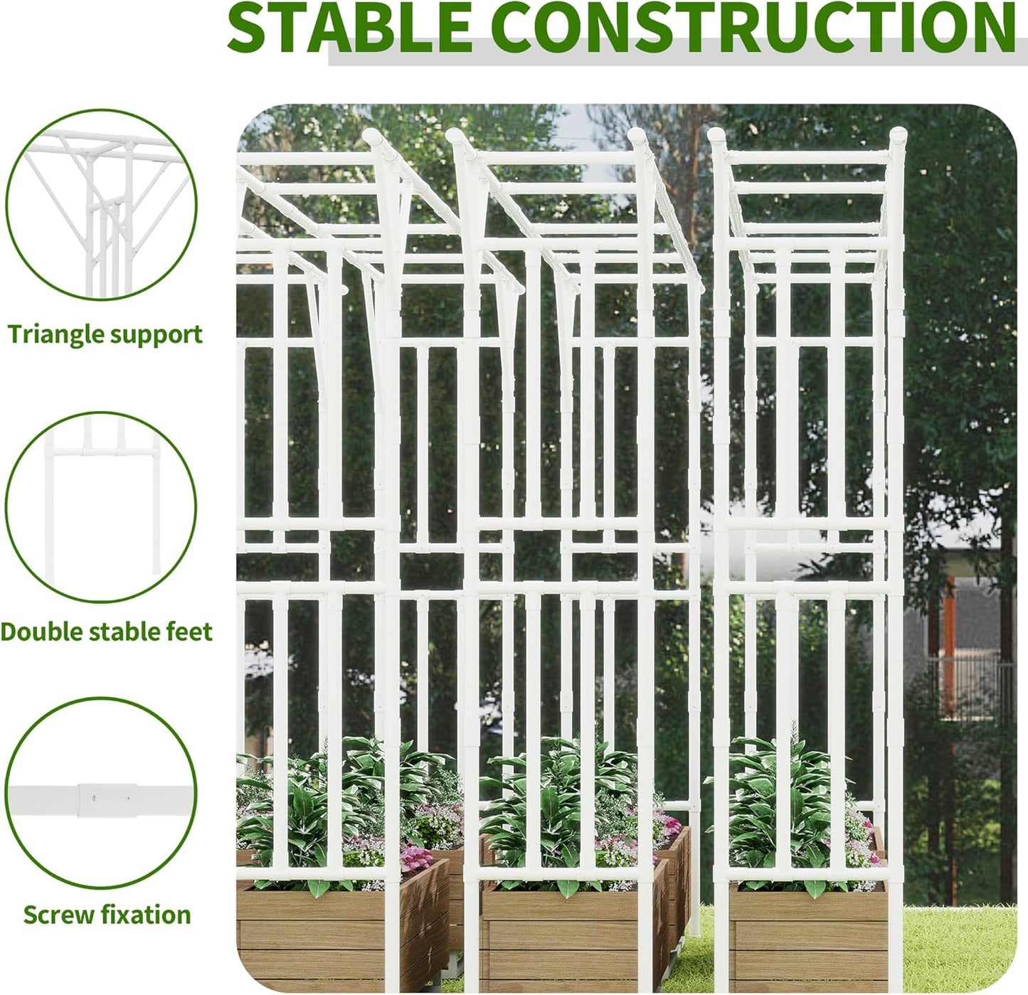 Flat Top Garden Arch Trellis 11FT x 9FT, Super Large Arbor Trellis for Climbing Plants Outdoor 141.7in x 108in x 19.7in, Metal Garden Frame for Backyard, Lawn, Archway, Wedding Decoration, Patio White