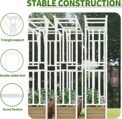 Flat Top Garden Arch Trellis 11FT x 9FT, Super Large Arbor Trellis for Climbing Plants Outdoor 141.7in x 108in x 19.7in, Metal Garden Frame for Backyard, Lawn, Archway, Wedding Decoration, Patio White