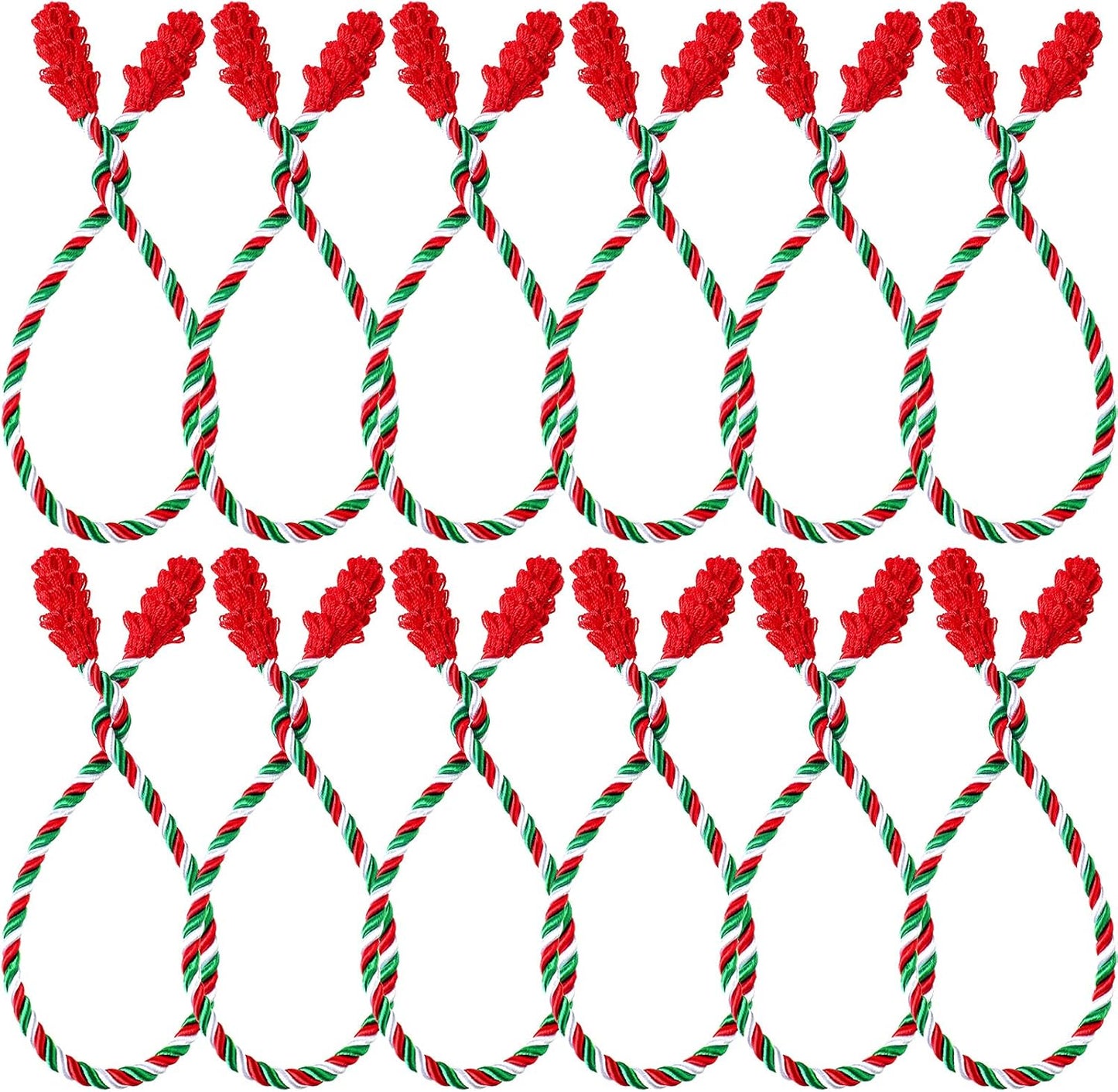 Shappy 12 Pieces Christmas Garland Banister Ties Christmas Decorative Reusable and Flexible Twist Ties for Garland, Banister Home Decoration (Red White Green)