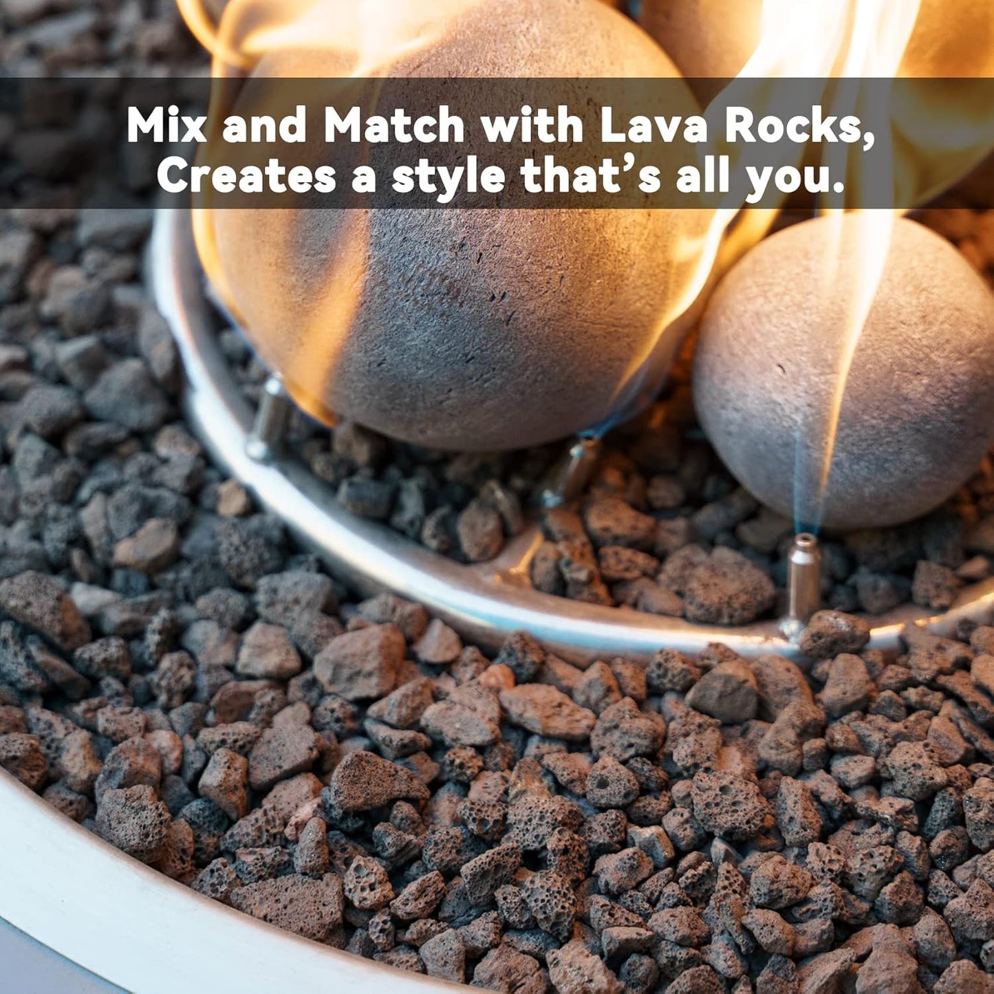 Skyflame Ceramic Fireplace Balls, Set of 12 Round Fire Stones Set for Indoor and Outdoor Fire Pits or Fireplaces Accessory, 4 Inch, Gray