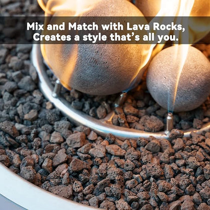 Skyflame Ceramic Balls, Set of 15 Round Fire Stones Set for Indoor and Outdoor Fire Pits or Fireplaces Accessory, 3 Inch, Gray