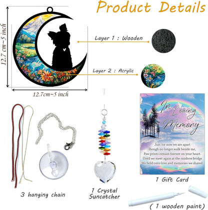 Yorkshire Terrier Suncatcher, Personalized Pet Loss Gift with Name & Date, Heart-Shaped Crystal Sun Catcher, Dog Remembrance Sympathy Rainbow Maker for Window & Garden