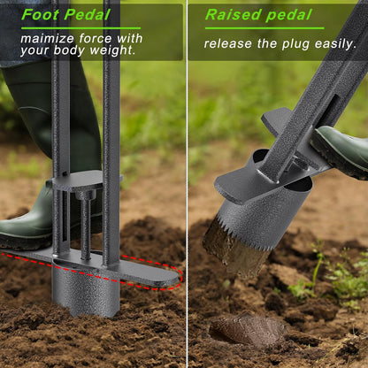 Dolibest Sod Plugger, Bulb Planter Tool with Non-Slip Grip Handle. Turf Cutter and Grass Plugger Tool with Dual Pedals, Sharp Serrations, Perfect for Zoysia, Bermuda and More (Upgrade)