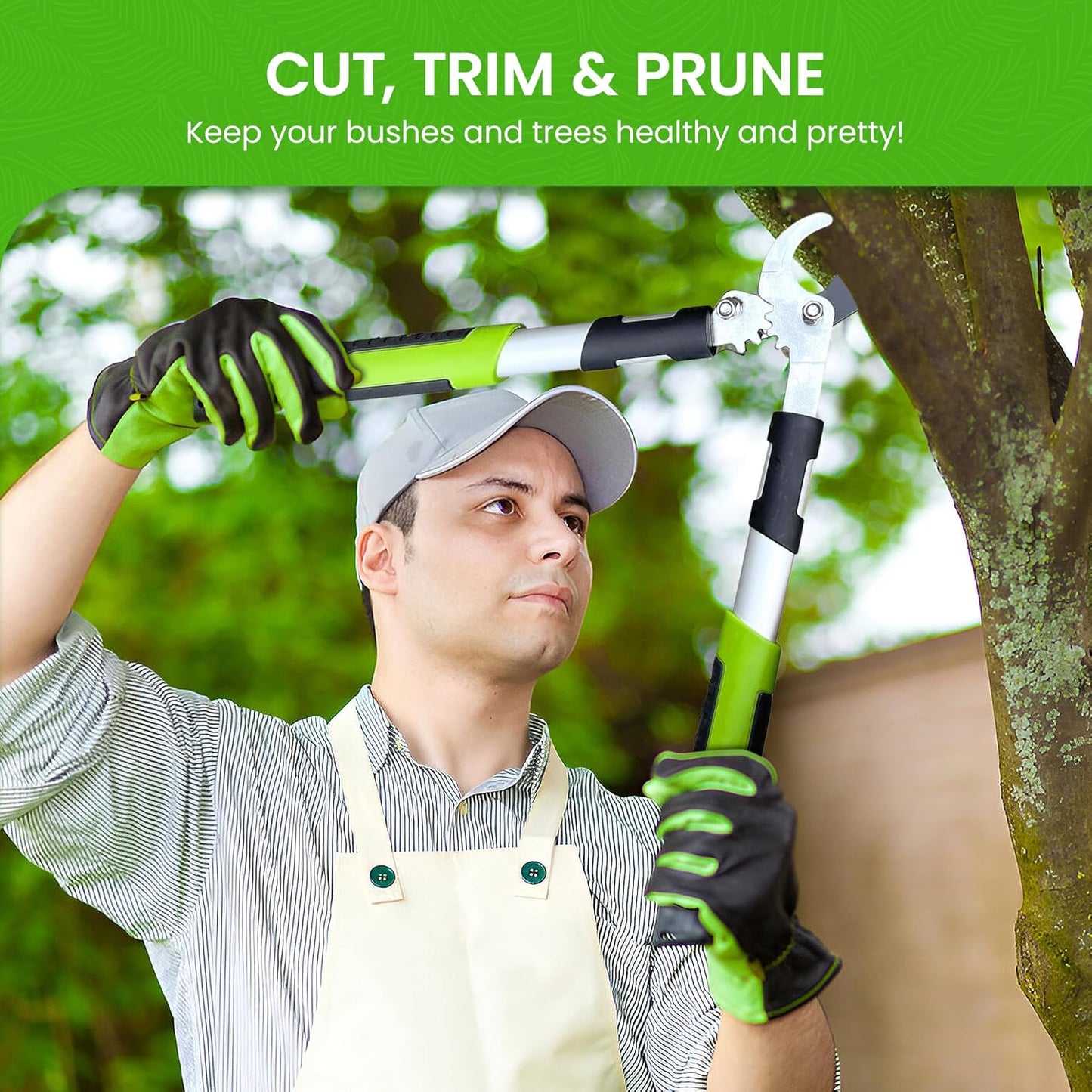 GARDEN GURU Bypass Loppers Tree Trimmer Clipper - 3X Cutting Power Gardening Loppers - Comfort Grip Handles - Carbon Steel Blade – Heavy Duty Branch Cutter –Cut Thick Branches w Ease - 1 Case (30 Pcs)