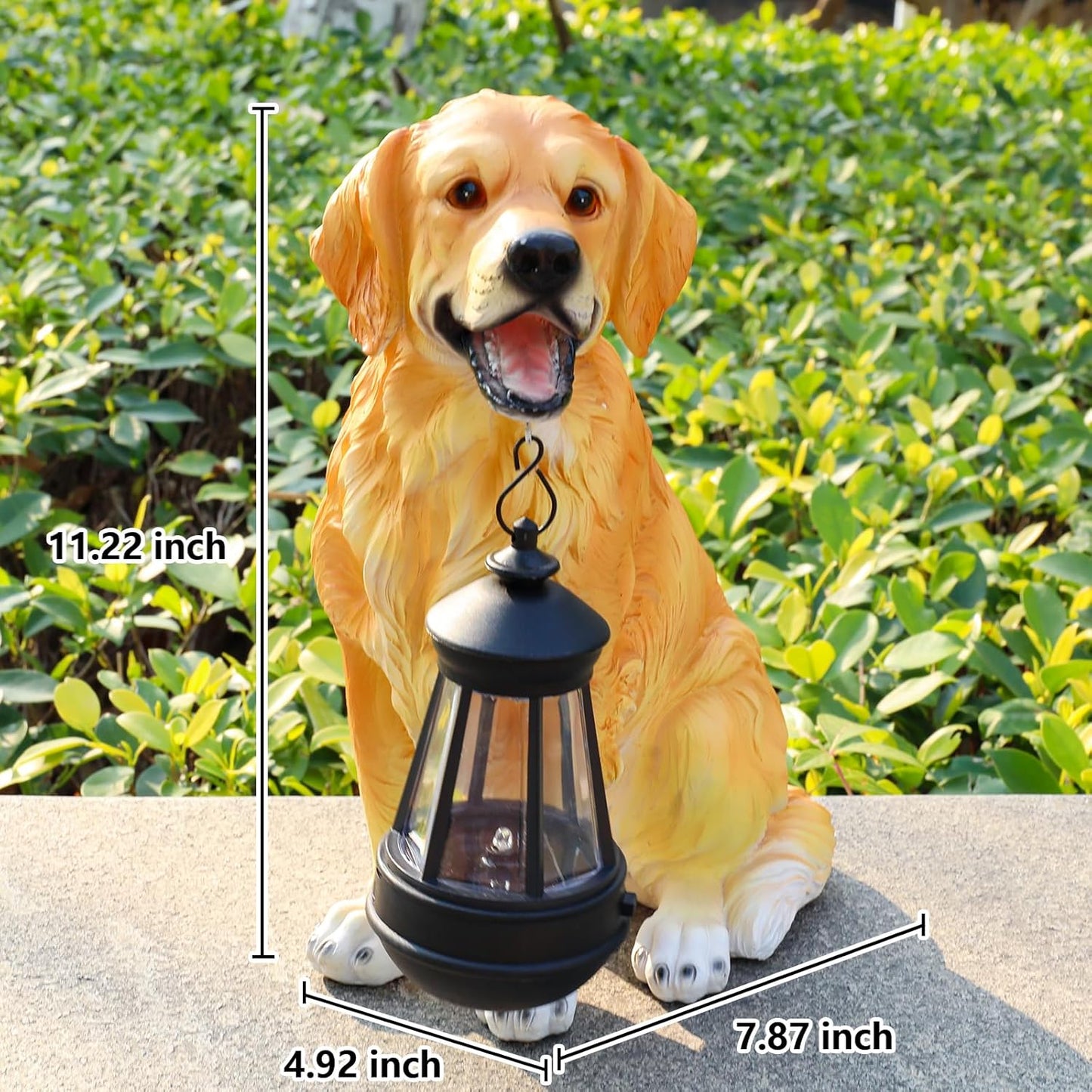 Garden Dog Statues Outdoor Decor, Solar Lights Outdoor Golden Retriever Figurine Solar Dog Ornaments for Patio, Lawn, Yard Art Decoration, Housewarming Garden Gift