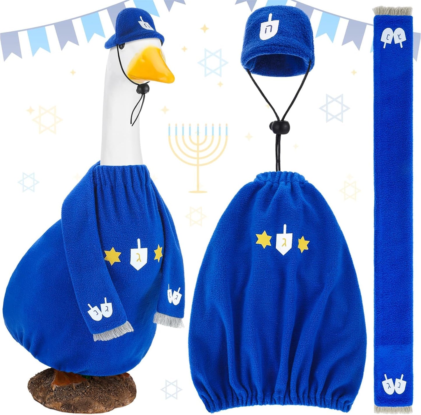 Cozypower Christmas Porch Goose Outfits Clothes for Plastic 23'' Cement Goose Duck Lawn Yard Decorations(Cute Style)