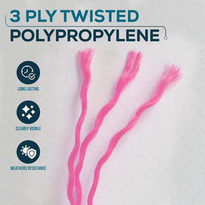 Pink Mason Line String – 393ft, 1.3mm Thick Twisted Polypropylene – Durable Construction Twine for Laying Bricks, Blocks, Fences in Gardening, DIY & Landscaping Projects
