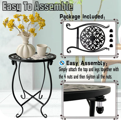 Plant Stand Indoor Outdoor, Metal Plant Stand for Indoor Plants Iron Art Flower Pot Holder Stand Decoration Shelf Racks for Single Planter Use in Garden Patio Corner 2 Pack