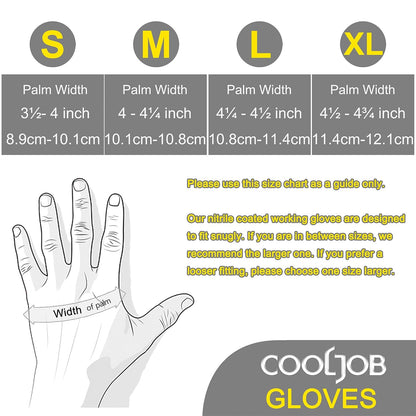 COOLJOB 10 Pairs Nitrile Dipped Safety Work Gloves with Grip, Non-slip Rubber Coated Bulk Garden Gloves for Men, Heavy-duty Oil Resistant for Truck Driver, Warehouse Box Handler, Xlarge, Red Blue
