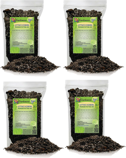 Gardenera Premium Potting Soil Blend for Lettuce Iceberg - The Ultimate Mix for Healthy, Vibrant, and Crisp Lettuce - 20 Quart
