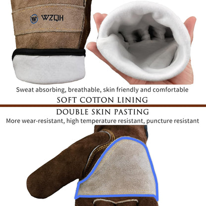 Leather Work Gloves for Men or Women. Large Glove for Gardening, Tig/Mig Welding, Construction, Chainsaw, Farm, Ranch, etc. Cowhide, Cotton Lined, Utility, Firm Grip, Durable. Coffee-grey L