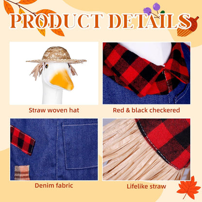 Scarecrow Goose Outfits Halloween Porch Goose Costume for 23inch Thankgiving Geese Clothes Fall Outdoor Garden Yard Patio Lawn Decor